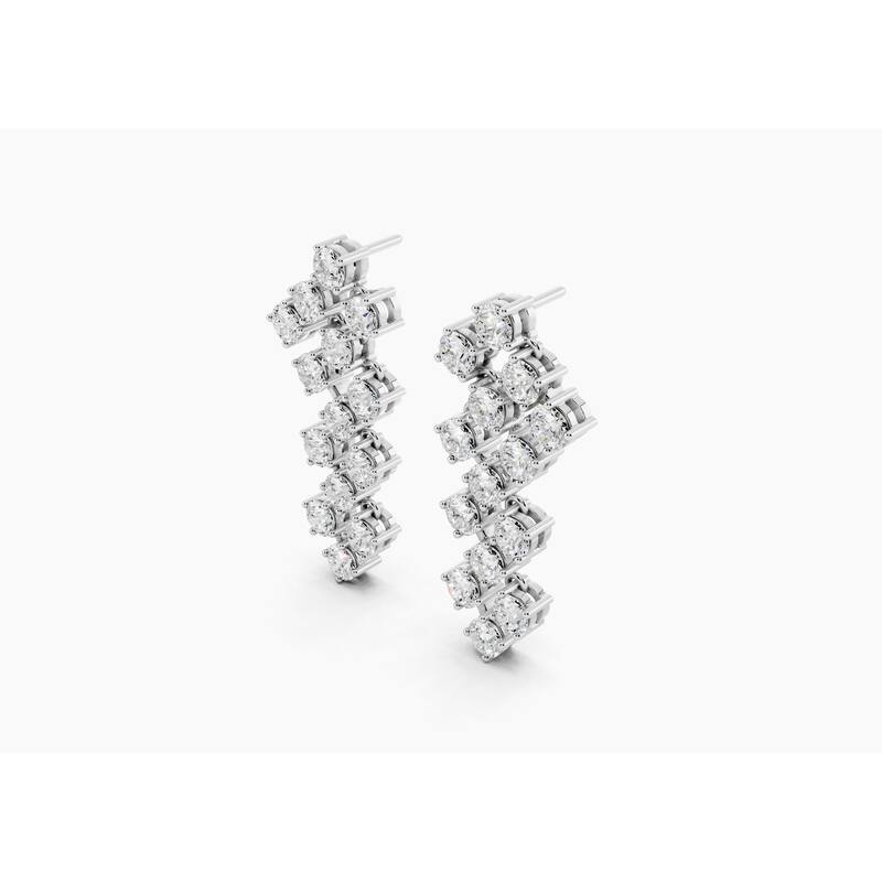 14K Gold Chandelier Lab Grown Diamond Fashion Drop Earrings 2.86 CTTW