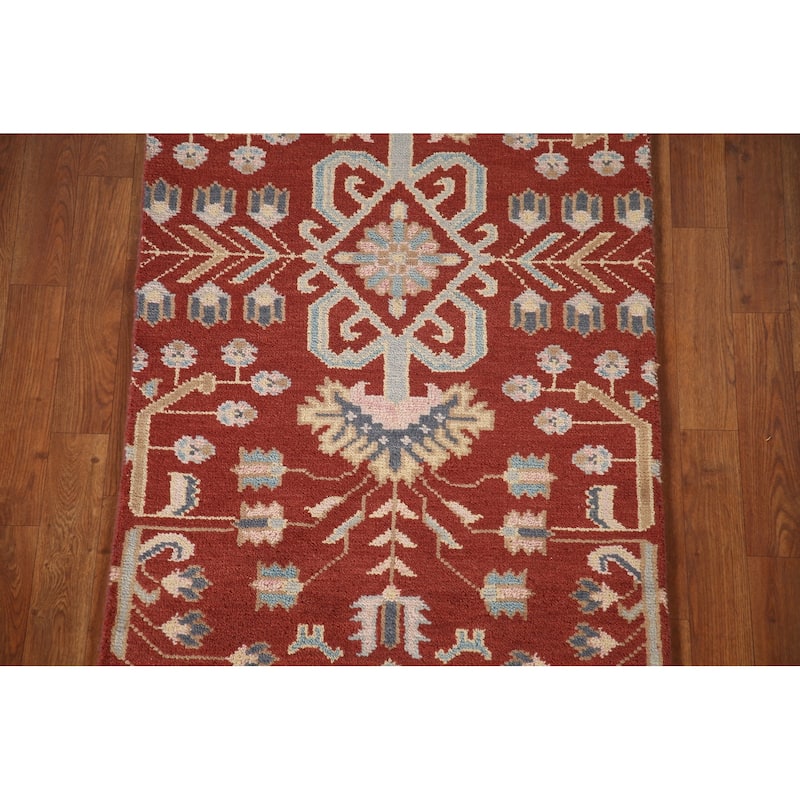 Orange Kazak Runner Rug Hand-knotted Wool Carpet - 2'7"x 8'1"