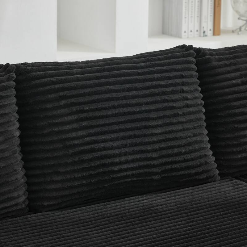 Roomfitters Modular Sectional Sofa, Deep Seat L-Shaped Cloud Couch with Left Chaise in Plush Corduroy for Living Room Comfort