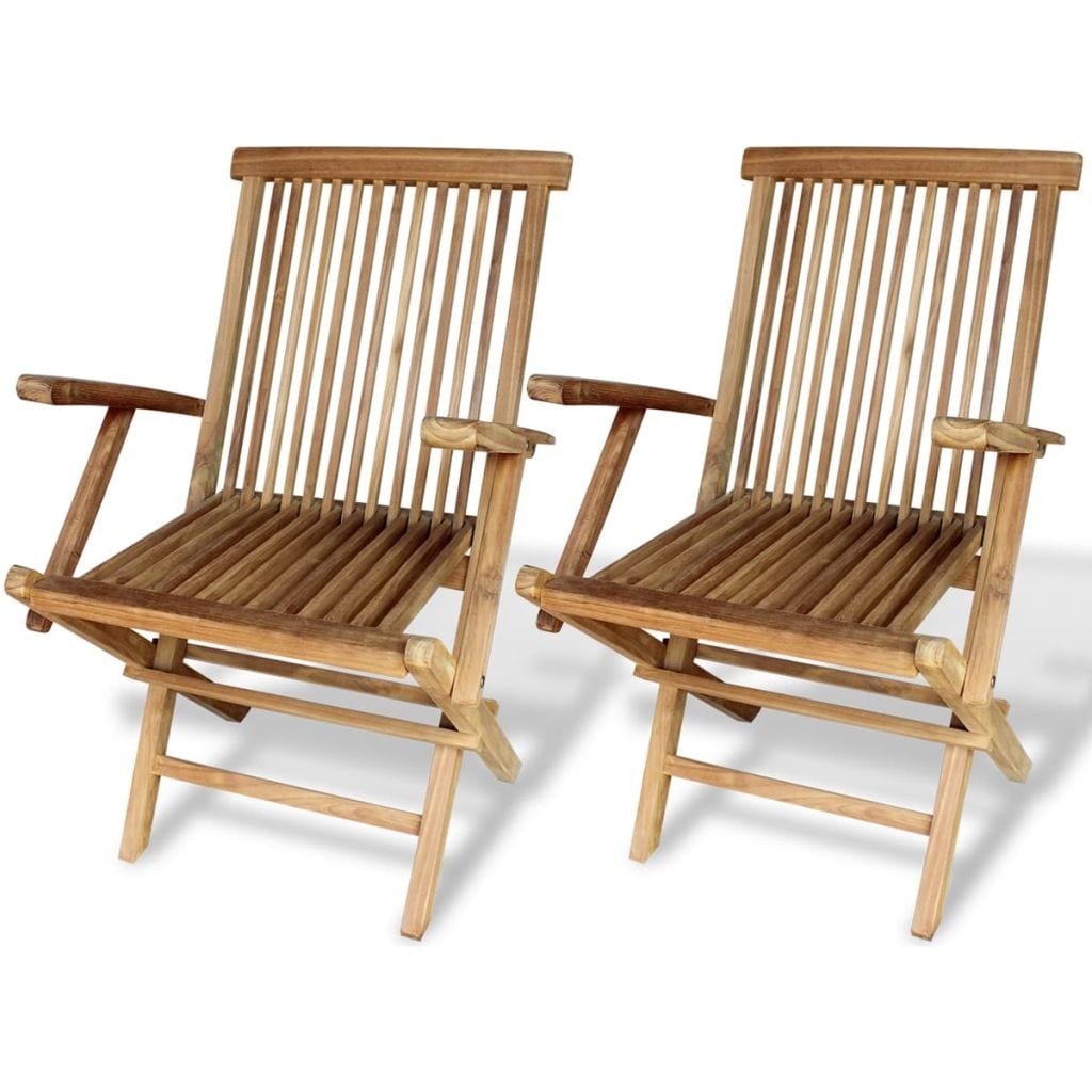 Shop Vidaxl Folding Garden Chairs 2 Pcs Solid Teak Wood Overstock 18964545