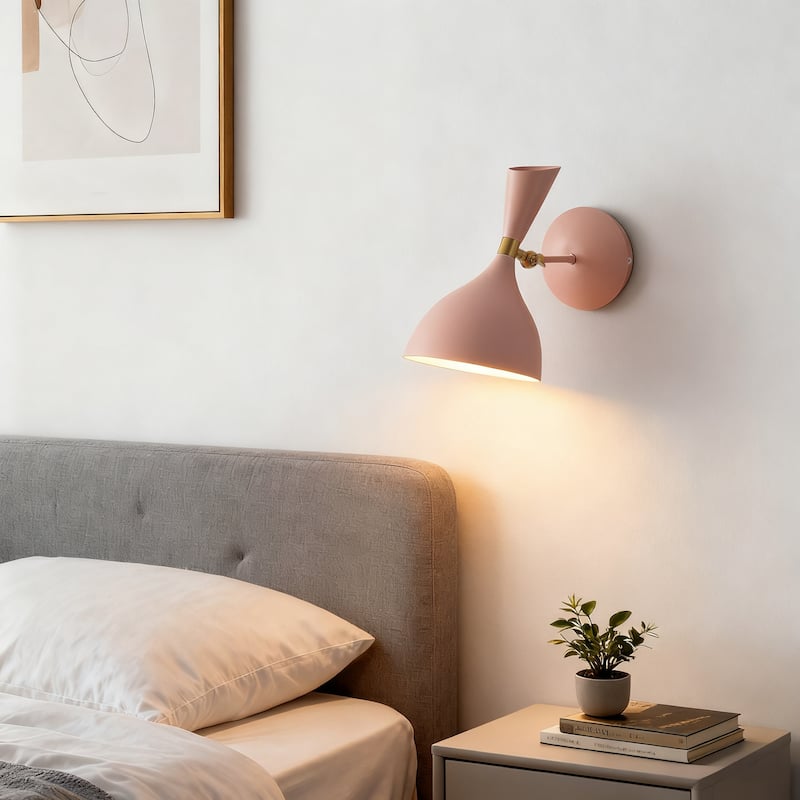 Josef 10" Iron Retro LED Wall Sconce, Black by JONATHAN Y - One - Pink/Brass Gold