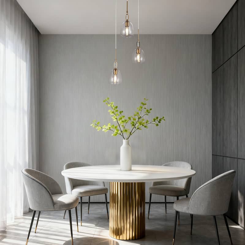 Blobfish Modern 3-Light Glass Chandelier Brass Cluster Kitchen Island Pendant Light - D 15" x H 12.5"