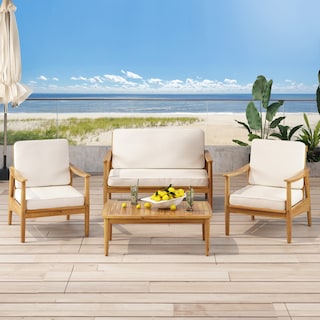 Willowbrook Outdoor Acacia Wood 4 Seater Chat Set by Christopher Knight Home