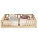 preview thumbnail 7 of 9, Double Twin Floor Bed with Guardrails and Shared Entry ,Sturdy Pine Wood Construction