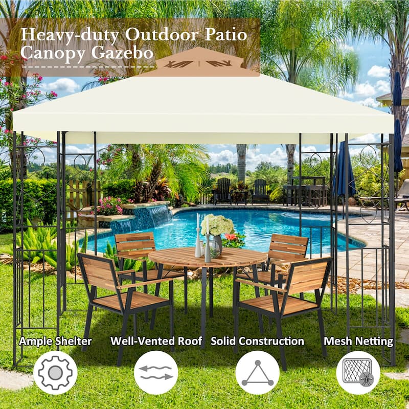 Costway 2 Tier 10'x10' Patio Gazebo Canopy Tent Steel Frame Shelter