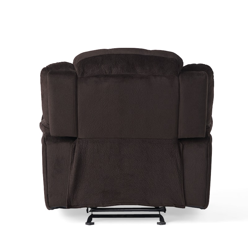 Oversized Brown Plush Fabric Glider Recliner Chair with Spacious Seat and Classic Design
