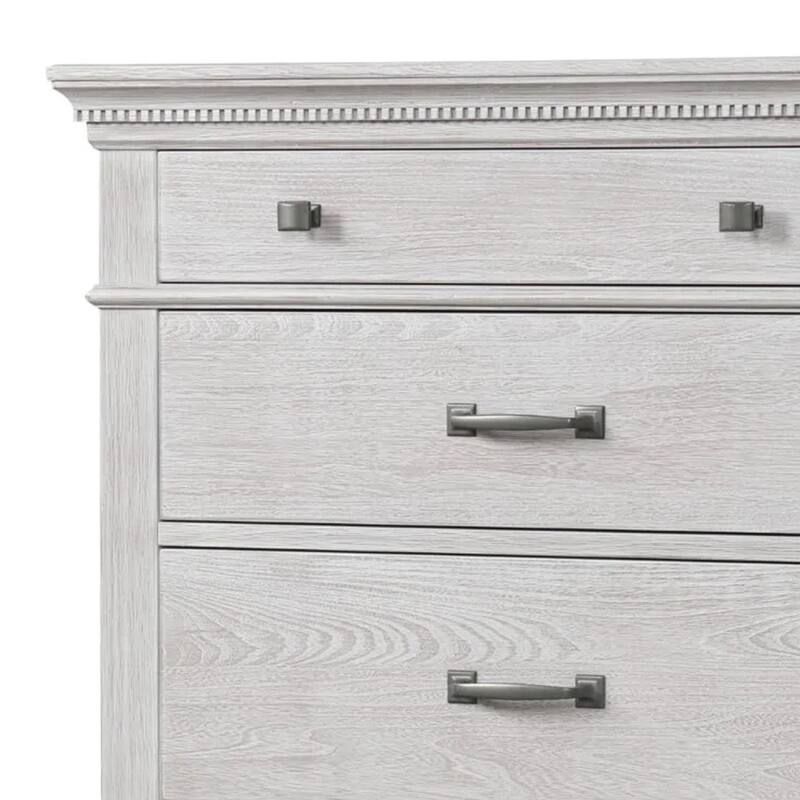 Leyne Tall Dresser Chest, 5 Drawers, Farmhouse Weathered Gray Solid Wood