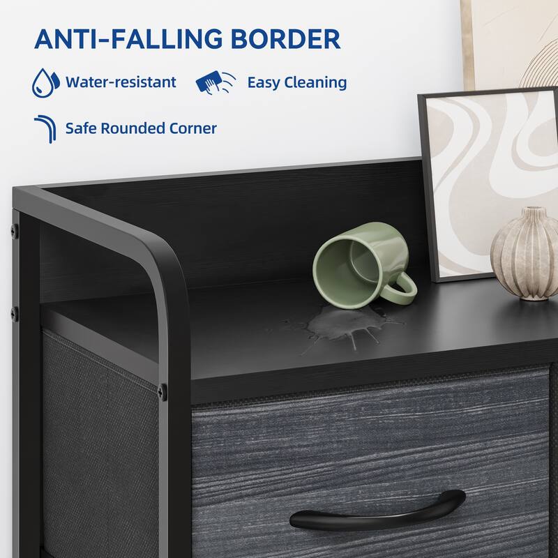 Moasis 5/6/8-drawer Fabric Dresser Bedroom Storage Tower with Wood Grain