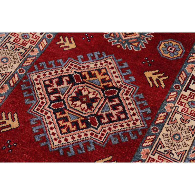 Southwestern Super Kazak Soleil Red/Beige Hand Knotted Wool Runner - 2'7'' x 9'6''