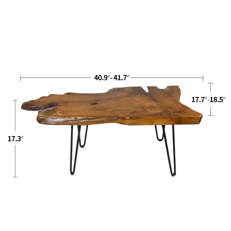 Handcrafted Live Edge Teak Irregular Coffee Table Accent Side Table