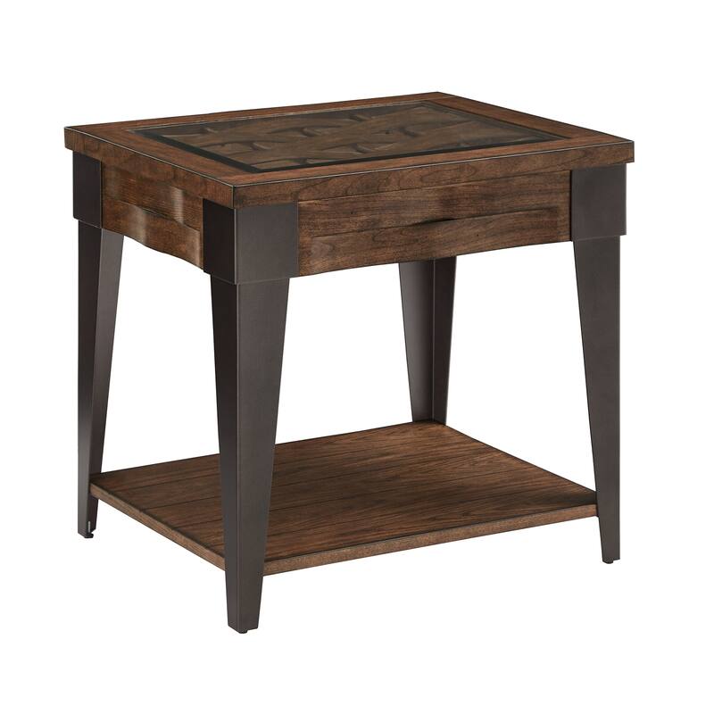 Cain Dark Brown Wood and Metal Tables by iNSPIRE Q Modern