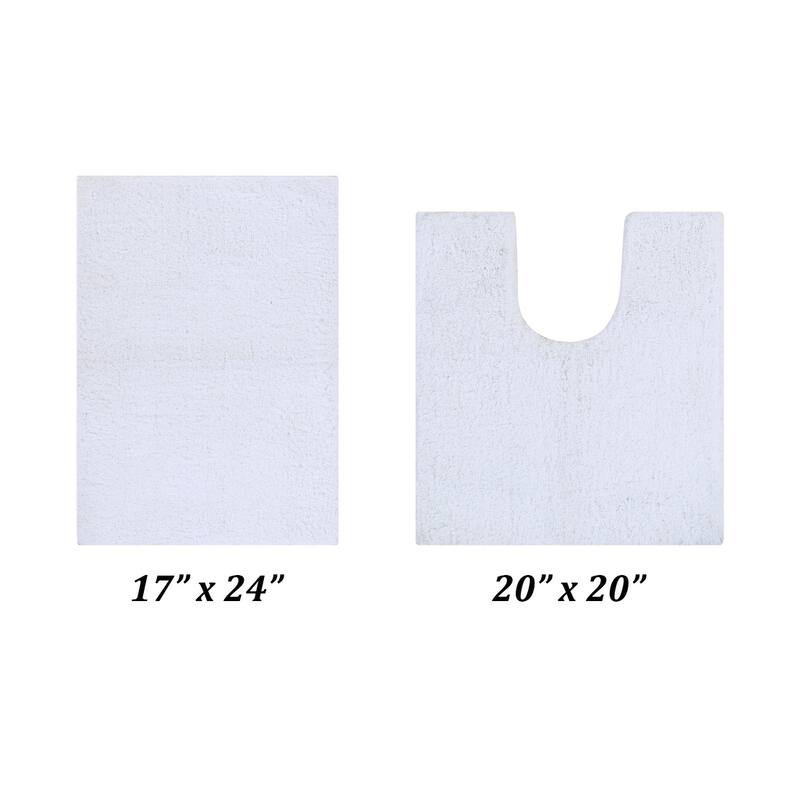 Better Trends Bath Rug Set 100% Micro Polyester Tufted Anti-Skid Latex Backing Bathroom Rugs for Shower, Sink Mats Micro Plush - 2 Piece Set (17" x 24" | 20" x 20") - White
