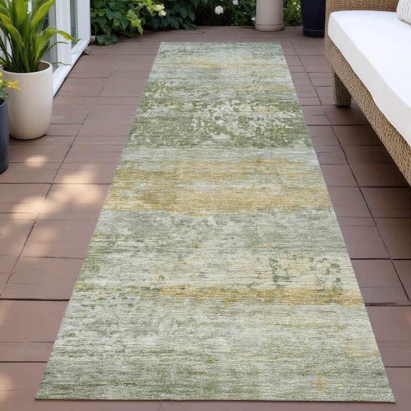 Machine Washable Indoor/Outdoor Contemporary Chantille Rug - Aloe - 2'3" x 7'6"