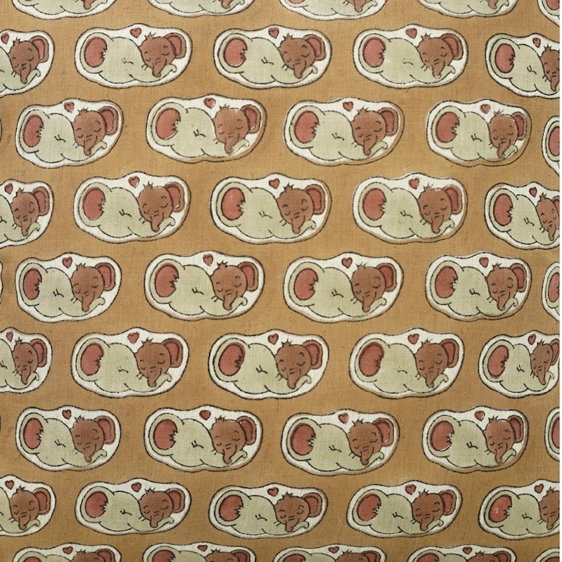 Fabdivine Handmade Block Print Elephant Kids Room Décor Pillow Cover