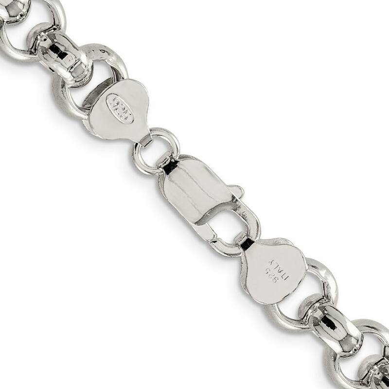 Curata 925 Sterling Silver Hollow Polished 9.5mm Rolo Chain Necklace For Men (Lobster)