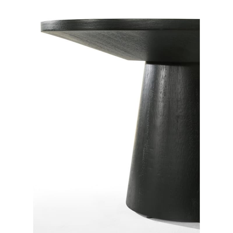 20 in. Black Round Wood End Table with Pedestal Base