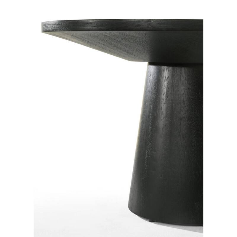 22 in. Black Round Wood End Table with Pedestal Base