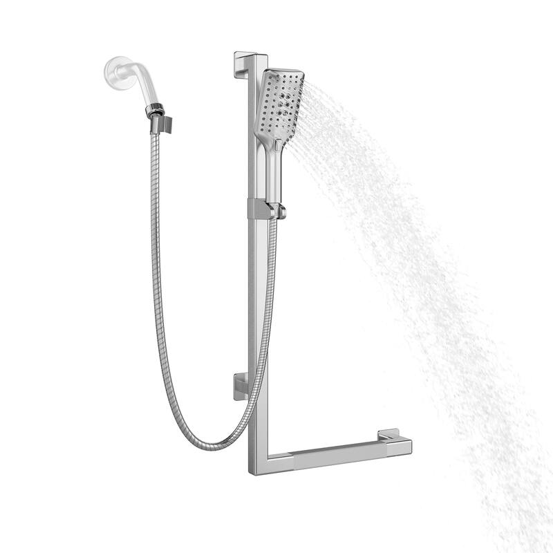 Seville Slide Bar ADA Compliant 500 lb Weight Capacity Slide Bar with Multi-function Handshower Left Brushed Stainless Steel