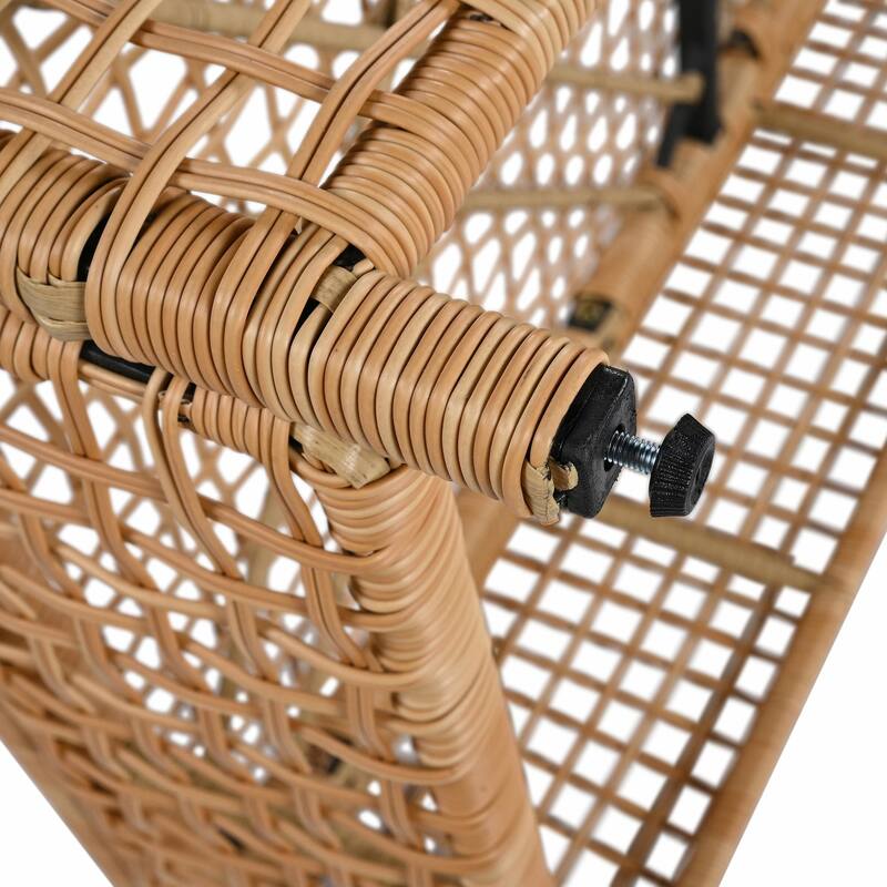 Outdoor Lounge Chair - Rattan Patio Chaise Lounge with 5-Position Backrest, Cushion, and Wheels