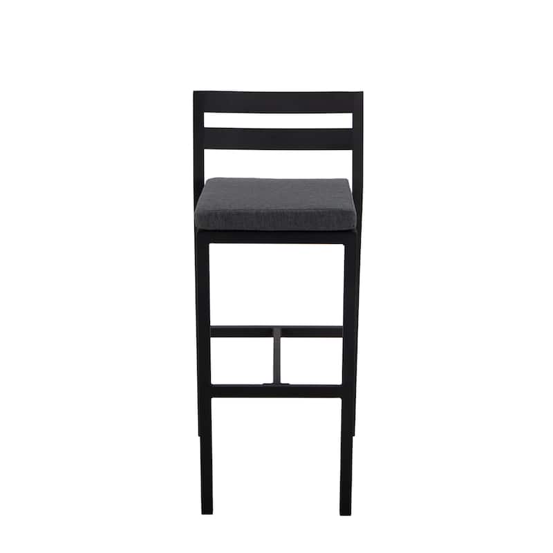 7-Piece Outdoor Patio Bar Height Dining Set in Aluminum with Rectangular Fire Pit Table and 6 Barstool
