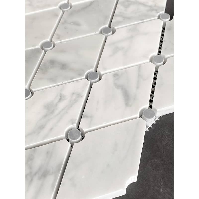 White Carrara Diamond Marble Mosaic Tile - Case (10 Sheets)