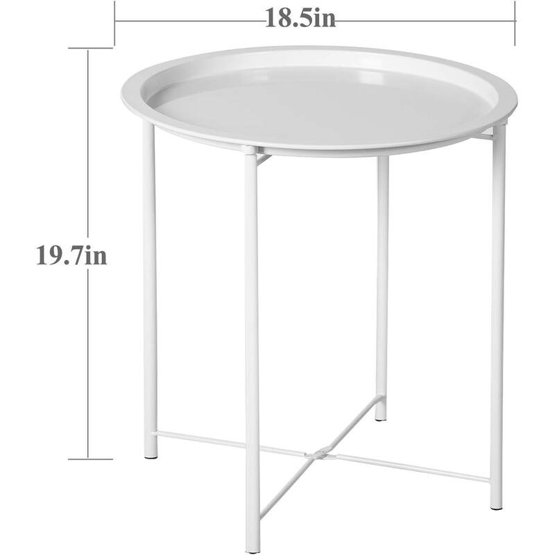 VECELO Side/End Table, Folding Round Metal Anti-Rust and Waterproof Outdoor for Living Room Bedroom,Nightstands