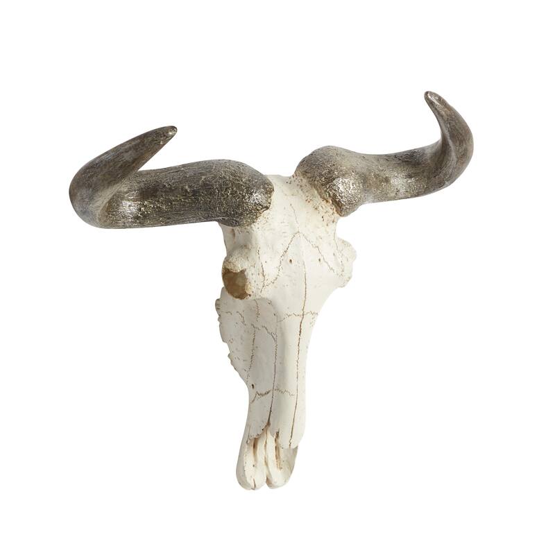 Polystone Cow Skull Home Wall Decor - White - Roche River Decor - White