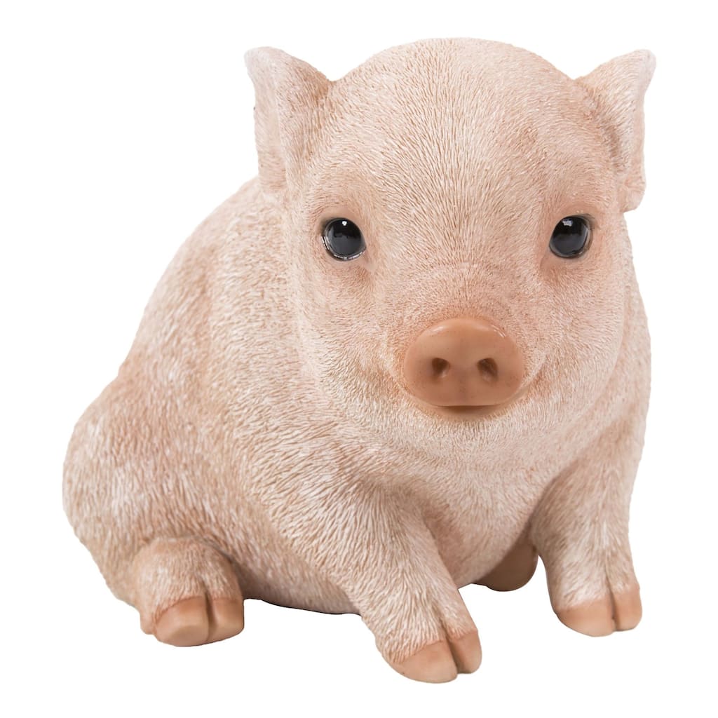 5.75" Chubby Piglet Sitting Outdoor Garden Statue