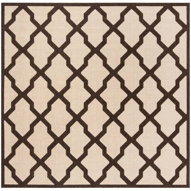 SAFAVIEH Linden Shirleyann Trellis Indoor/ Outdoor Patio Backyard Rug - 6'7" Square - Natural/Brown