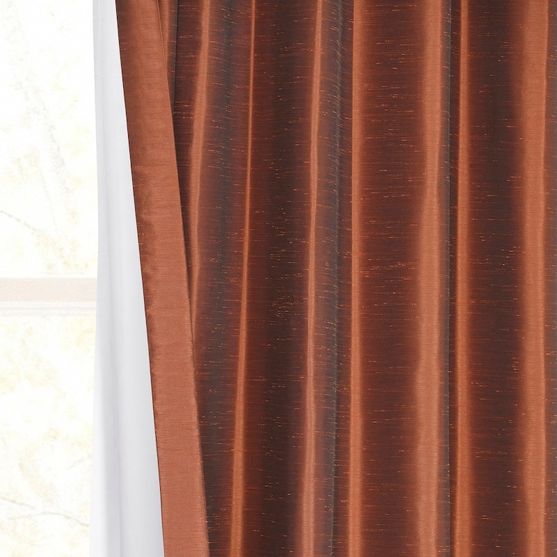 Exclusive Fabrics Solid Vintage Textured Faux Dupioni Silk Pleated Blackout Curtain (1 Panel)