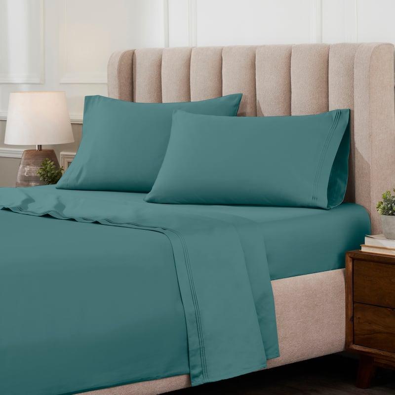 Superior Egyptian Cotton 1000 Thread Count Deep Pocket Solid Sheet Set - King - Deep Sea