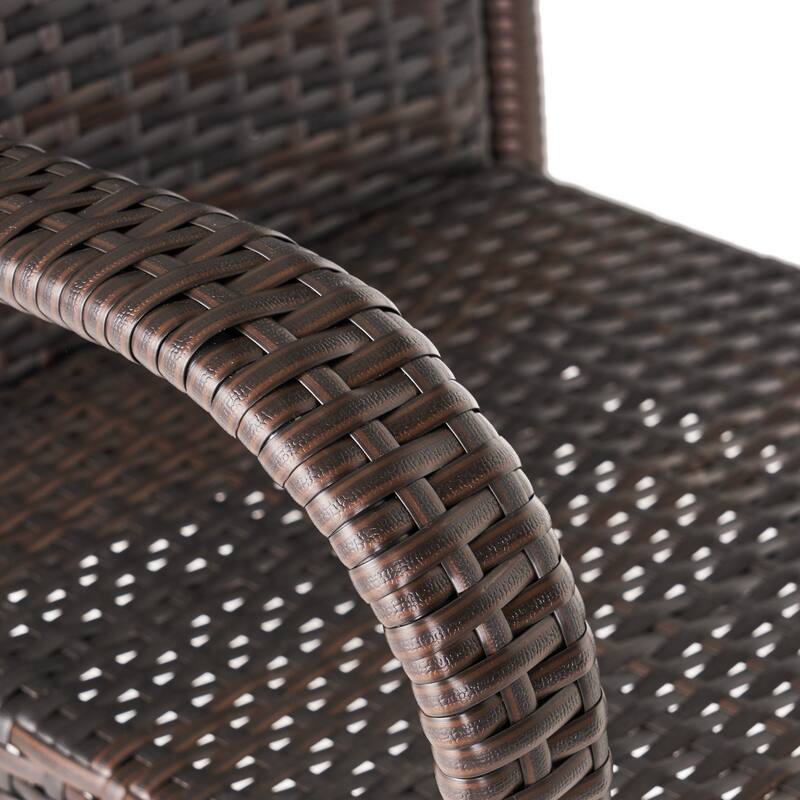 Christopher Knight Home Delfina Outdoor Wicker Barstools (Set of 2) - Modern Patio Seating - 24.80" D x 24.35" W x 46.50" H