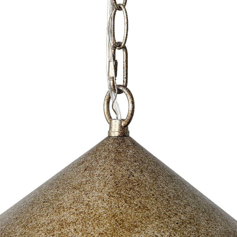Rustic Antique Silver Single Shallow Cone Kitchen Pendant Light - 13.8 inches