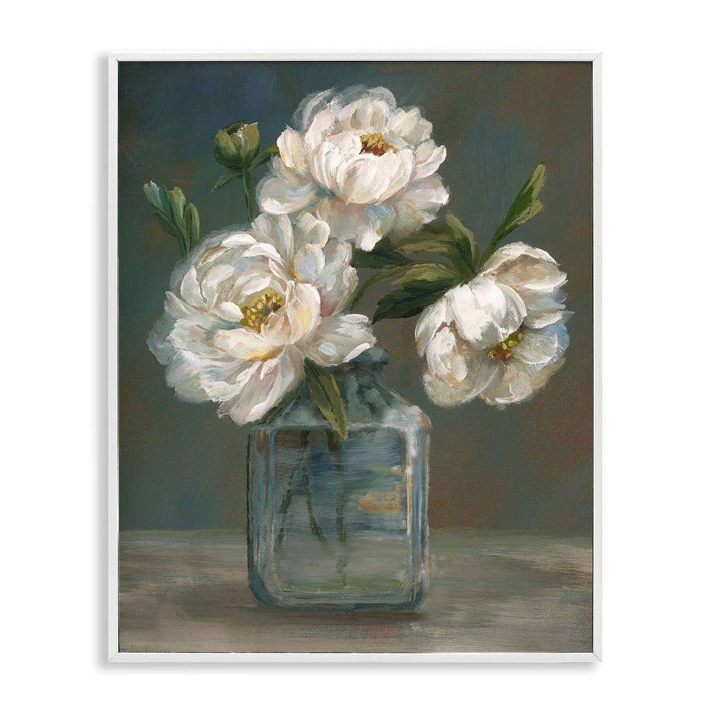 Stupell Traditional White Flower Trio Framed Giclee Art Design By Nan