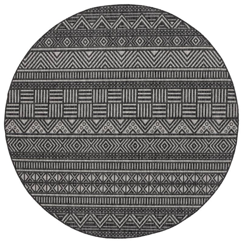 SAFAVIEH Beach House Olexandra Transitional Rug - 6'7" Round - Charcoal/Grey