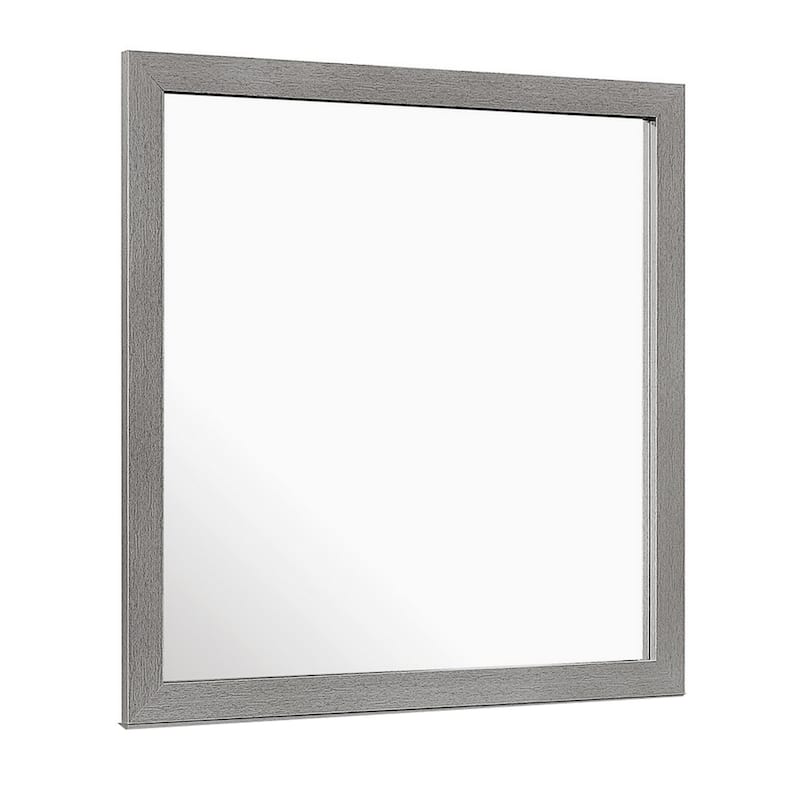 Sami 40 x 40 Dresser Mirror, Embossed Texture, Modern Style, Gray Wood