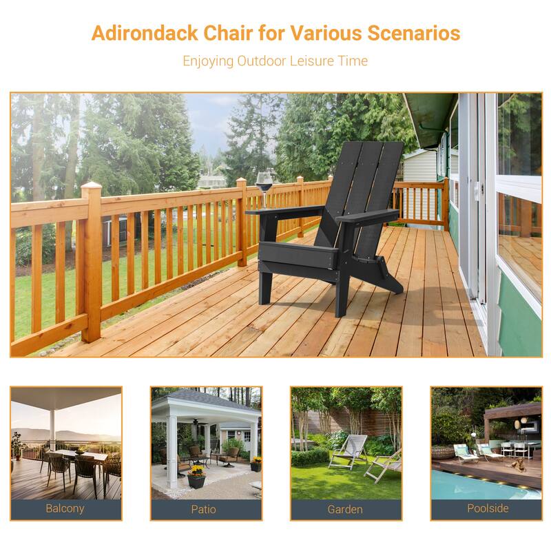 LIVOOSUN Foldable Adirondack Chair,Outdoor Wood-Grain Chair