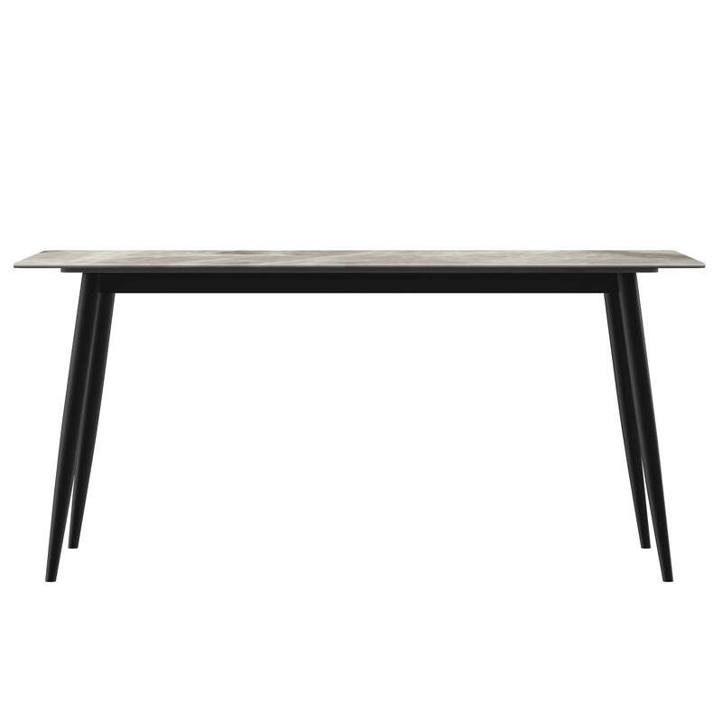 Zayle 7-Piece Dining Set 55-Inch Sintered Stone Tabletop Dining Table and 6 Arm Chairs