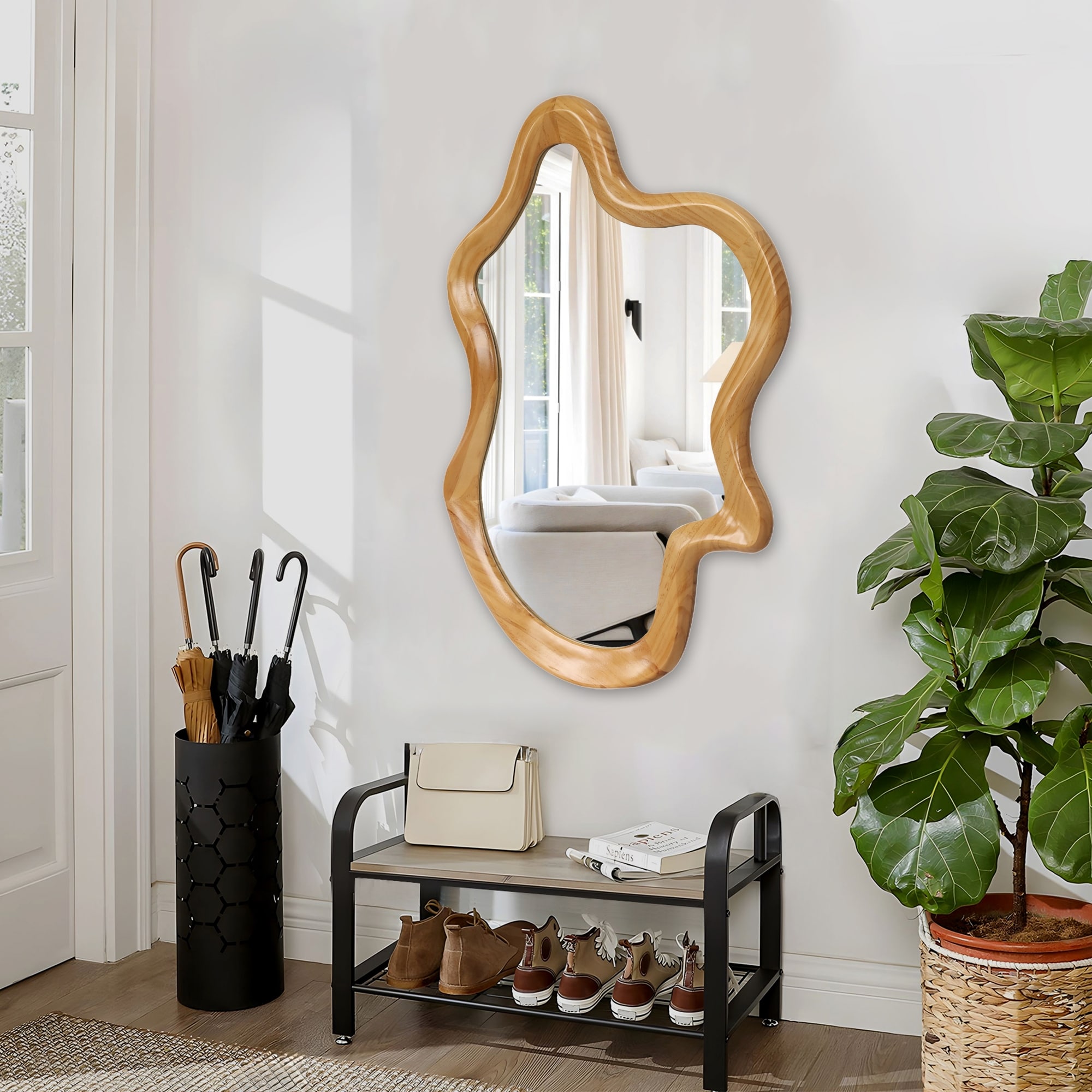 GDF Studio - Elara Irregular Wooden Wall Mirror - On Sale