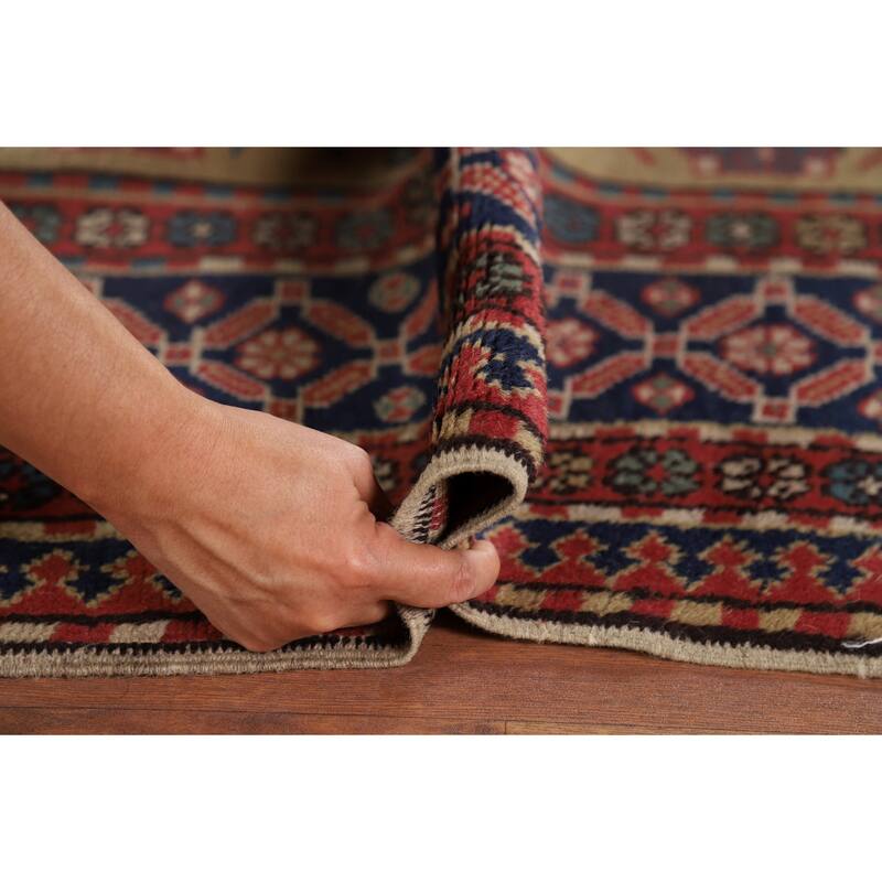 Kazak Vegetable Dye Antique Area Rug Handmade Wool Carpet - 7'9" x 9'3"