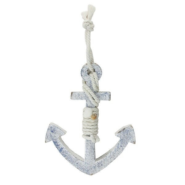 12” White and Blue Nautical Hanging Anchor Wall Decor - N/A