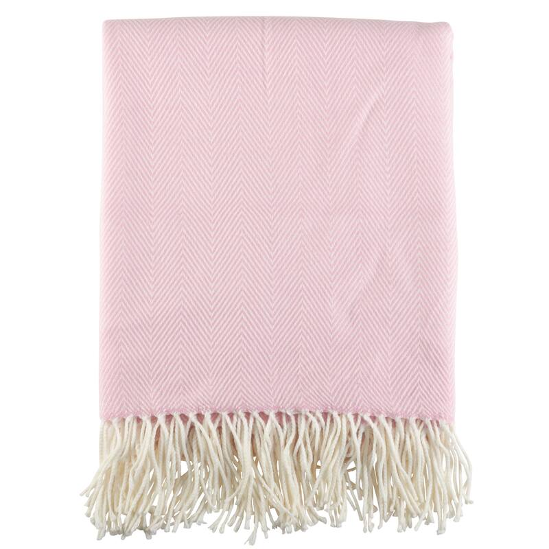 Saro Acrylic Herringbone Throw - Pink