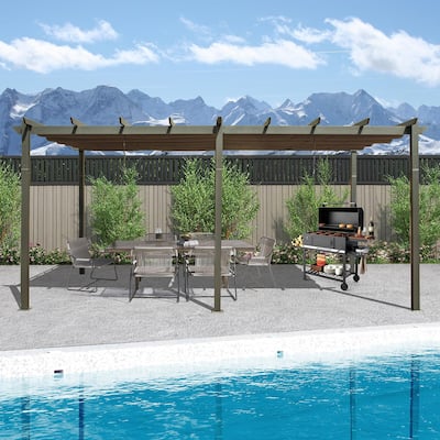 11 X 20 FT Outdoor Living Outdoor Retractable Pergola with Weather-Resistant Canopy Aluminum Garden Pergola Patio Grill Gazebo