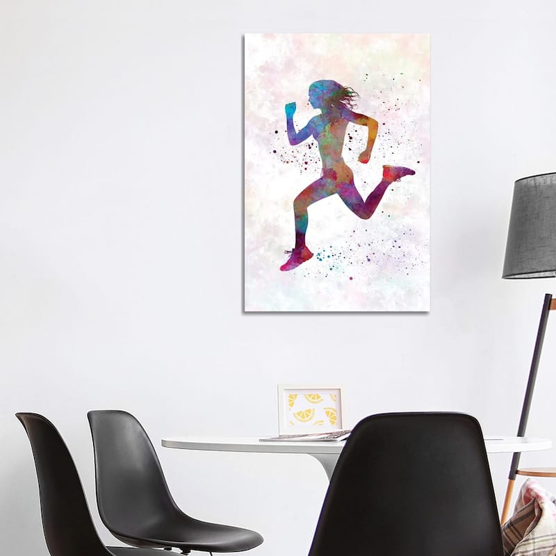 iCanvas "Woman Runner Running Jogger Jogging Silhouette 01" by Paul Rommer Canvas Print - 40x26x1.5