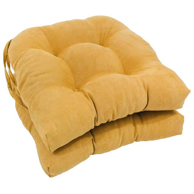 16-inch U-shaped Indoor Microsuede Chair Cushions (Set of 2, 4, or 6) - Set of 2 - Lemon