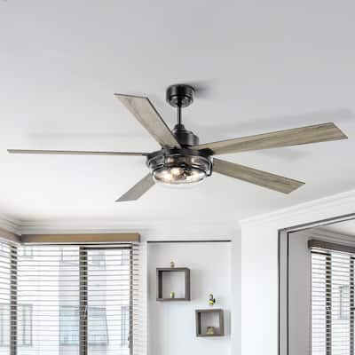 60 In Black Ceiling Fan with Light Remote Control(5 Blade)