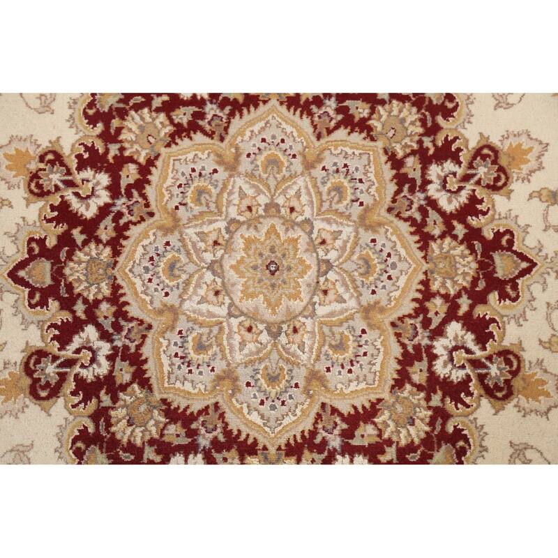Vegetable Dye Tabriz Oriental Floral Area Rug Hand-knotted Wool Carpet - 6'4" x 10'6"