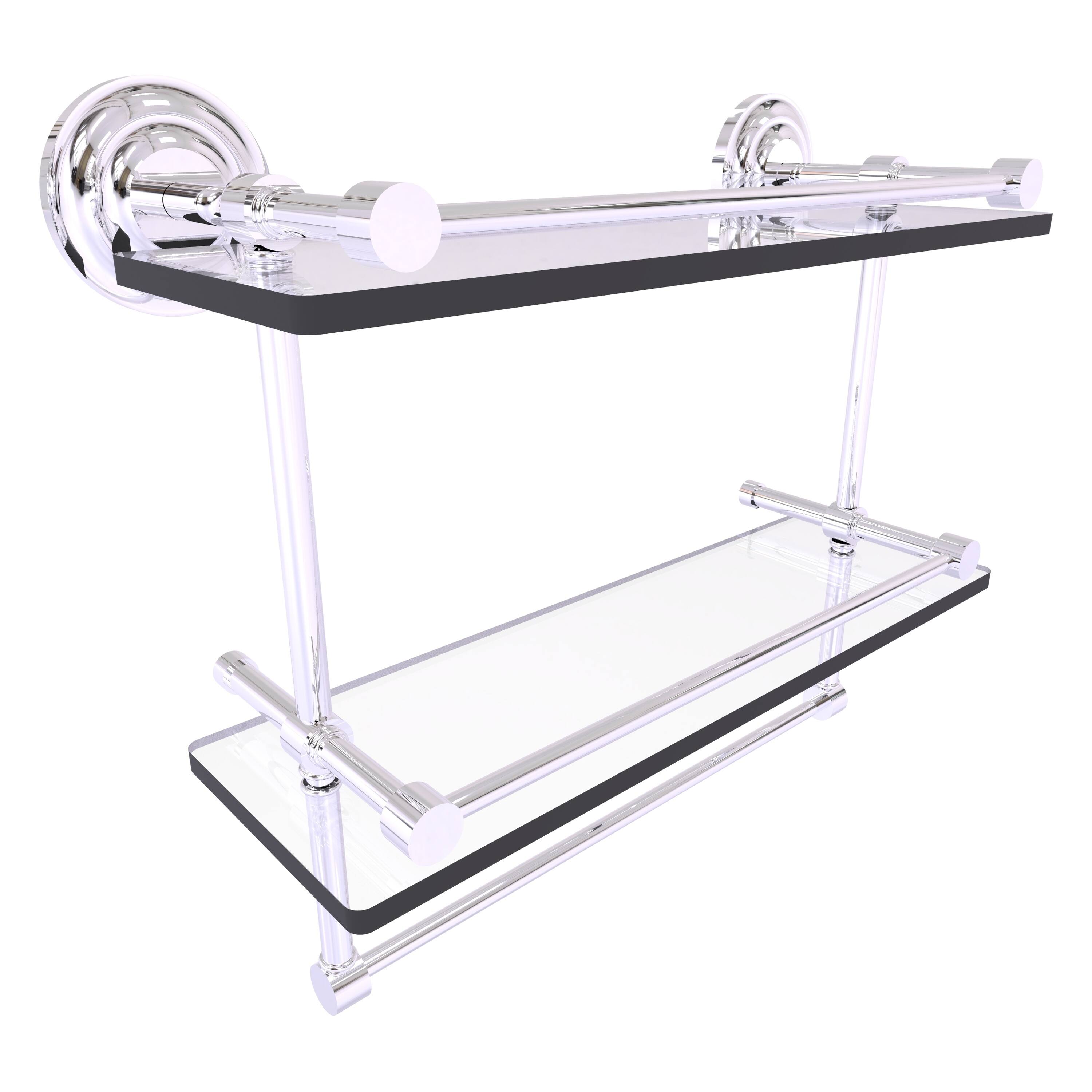Allied Brass 16 Inch Gallery Double Glass Shelf with Towel Bar On Sale Bed Bath & Beyond