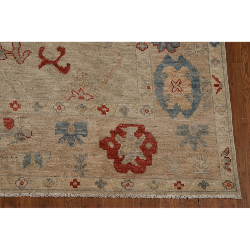 Transitional Vegetable Dye Oushak Turkish Rug Handmade Wool Carpet - 7'11"x 10'2"