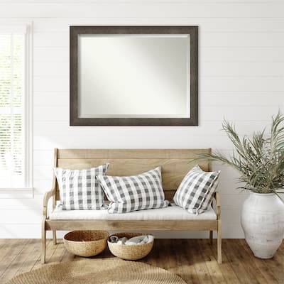 Dappled Beveled Wood Framed Wall Mirror